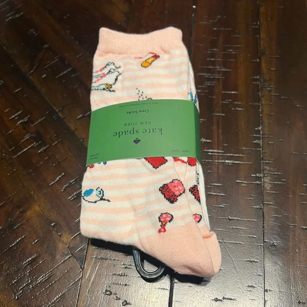 Kate Spade New York Women’s Festive Decorative Cotton Blend Crew Socks 3 Pack